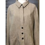  Crinkled Microsuede Blazer Large 3 Shirt Suede Chico's Shirt Button Front Photo 1