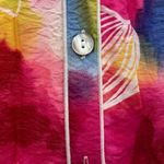 Multiples  bright colorful lightweight button up plus tropical floral watercolor Photo 3