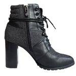 Antonio Melani Leather Flannel Treaded Lug Sole Lace Up Zippered Boot Sz 7 1/2 Photo 1