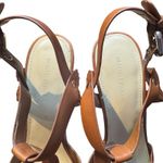 Marc Fisher Shoes Womens Size 9.5M Brown Leather Cork Wedge Sandal Strappy Heel Photo 2