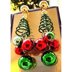 Christmas Tree Earrings New Handmade Jingle Bells Dangle Posts Festive P… Green Photo 1