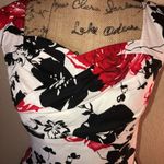 Belle Poque 1950’s Style Ruched White,Black & Red Floral Pin up Dress Size Small White Photo 4