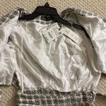 ZARA NWT  Ecru Textured Check Cut-Out Mini Dress Photo 8