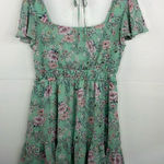 Lila Rose Lily Rose Seafoam Green Floral Short Sleeve Scoop Neck Mini Length Dress Size XL Photo 0