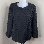 John Mark Jacket Topper Women’s Sz L Black Ruffles 3 Clasp Texture Cardigan Top Photo 1