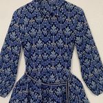 ZARA Blue Patterned Long Sleeve Dress Photo 4