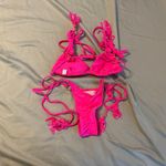 Boutique 2 Piece Pink Bikini Wrap Around Tie Top & Side Tie Bottoms Photo 5
