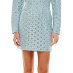 WAYF  Dress Size Small Metallic Puff Long Sleeve Mini in Powder Blue Back Zip‎ Photo 0