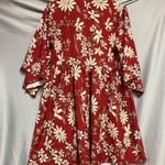 None No brand small Boho, wide sleeve, baby doll type, red orange cream flowers Photo 8