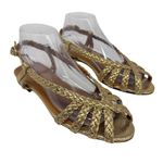 Sézane Natacha Low Sandals Gold Metallic Braided Peep Toe EU 39 US 8 Photo 2
