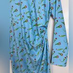 Jonathan Cohen blue floral, long sleeve, twist side, midi dress. L Size L Photo 2