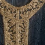 Briliante JA Silk Fully Beaded tunic dress Gold And‎ Black Dress Size L Vintage Size L Photo 3