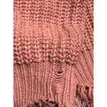 Zaful Cropped Sweater Distressed Frayed V-Collar Loose Fit Orangepink/Coral XL Photo 9