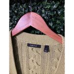 Carlisle  Soft Green 100% Merino Wool Cable Knit Sweater Cardigan Sz Large Photo 1