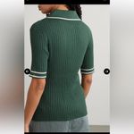 Varley  Napier Fit Striped Ribbed Cotton Blend Knit 1/4 zip short sleeve polo top Photo 10