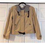 All:Row cropped gingham trim hooded trench coat size small Tan Photo 3