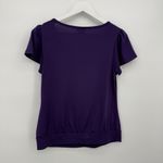 East 5th Dark Purple Rosette Blouse Top Short Sleeve Size Small Photo 5