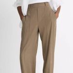 Vince Linen-Blend High-Rise Pull-On Wide Leg Pant in Moss Smoke Size L Photo 0