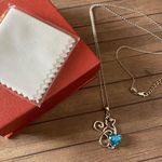 Sterling Silver Cat With Blue Cubic Zirconia Heart Necklace Photo 3