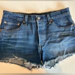 Levi's  Strauss 501 Jean Shorts Womens Sz W29 Blue Denim Raw Frayed Hem Shortie Photo 0