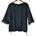 Chalet Black Nylon Drawstring Waist Top Size Large Blouse Photo 0