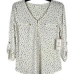 Workshop New! NWT The  Zip v-neck 3/4 Sleeve Blouse Medium Photo 0