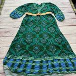 Celina Moon Boho Maxi Dress Green and Blue Pattern Size Large Photo 2