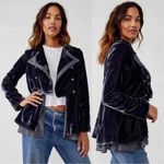 Free People Faye Velvet Jacket Military Style Ebony Grey Color NWT Sz Small $228 Photo 1