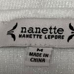 Nanette Lepore  White Metallic Rib Knit Long Sleeve Pullover Sweater Top Size M Photo 4