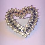Angel Brand Elegant Silver Tone and Black Rhinestone Retro Boho Heart Brooch Photo 1