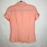 Linen Short Sleeve Camp Shirt Sz Medium Peach Orange Photo 6
