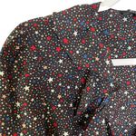 Madewell  Silk Ruffle-Hem Wrap Top Size XXS Starry Night Black Red White Blue Photo 2