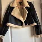 Forever 21  Black and Cream Leather Jacket Photo 1