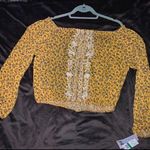 Jolt NWOT Yellow Floral Long Sleeve Crop Top Small Photo 0