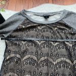 Wet Seal Grey Black Lace French Terry 3/4 Sleeve Sweatshirt Photo 3