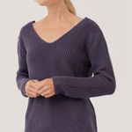 Pact  Double V-Neck Tunic Sweater Purple Photo 0