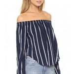 Revolve Faithful The Brand off Shoulder Blouse Stripped Flowy Sz M Retails $138 Blue Size M Photo 0