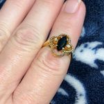 Vintage LIND Black Spinel & Diamond Gold Cocktail Ring with a quatrefoil setting Photo 10