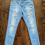 Stradivarius  Distressed Mom‎ Jeans High Waist Ripped Denim Light Wash Size 02 Photo 0