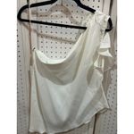 MILK + HONEY White One Shoulder Ruffle Flower Detail Top Size L Photo 5