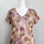 American Vintage Vintage Y2K Fashion Bug Pastel Floral Sheer Layered Midi Dress Lined M Photo 1