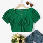 SheIn  Green Curve Crop Top Size 1X Large Photo 1