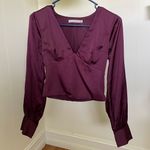 Abercrombie & Fitch  Cropped Silky Burgundy Long Sleeve Top Photo 0