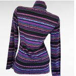 CHAPS Sport Quarter Zip Pullover Top Striped Black Purple Teal M Preppy Photo 4