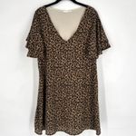 Dear Apple‎ Leopard Print Dress V Neck Short Sleeve Casual Tan Brown Size Large Photo 3
