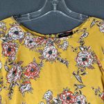 PaperMoon  Womens Large Yellow Floral Round Neck Wide Sleep Pullover Blouse Photo 4