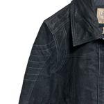 wilson's leather Vintage Wilson Jacket size small Black Motorcycle Suede Genuine Leather Zip up Photo 2