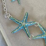 Boutique Boho Silver and Turquoise Blue Starfish Necklace and Earrings Set Photo 2