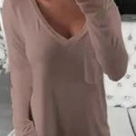 Soma Pink Long Sleeve V-Neck Front Pocket Top Size Small Photo 0