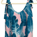 Buddy Love Women’s Tie Strap Tank Top Size XS Blue Pink Feather Photo 0